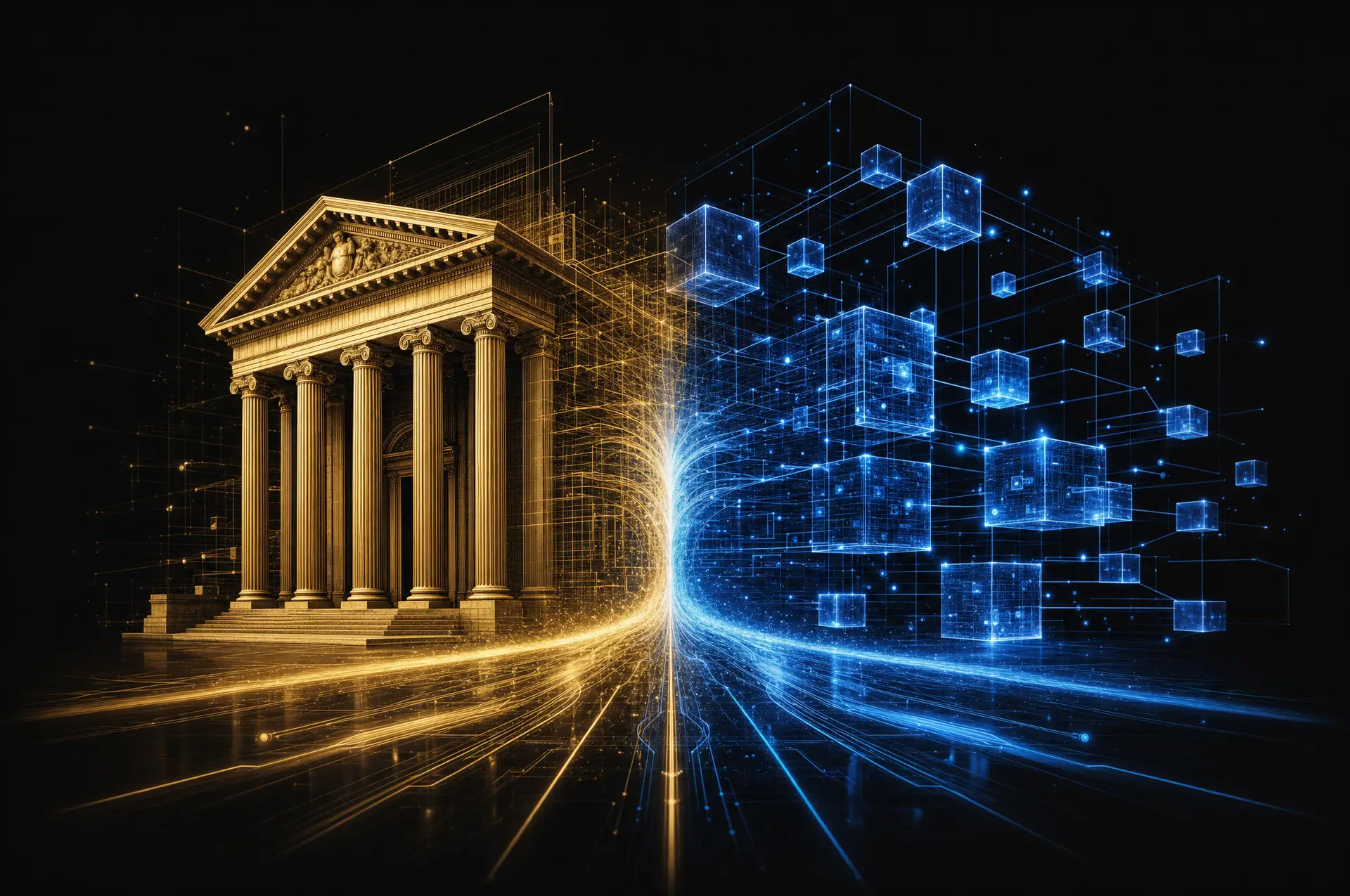 crypto Fed payment rails 2026 – traditional banking and blockchain infrastructure merging