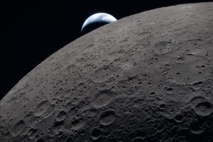 Earth setting behind the Moon during NASA's Artemis II mission, April 2026.