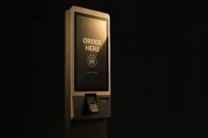 Teen summer jobs 2026 – illuminated order kiosk on dark surface with no workers visible