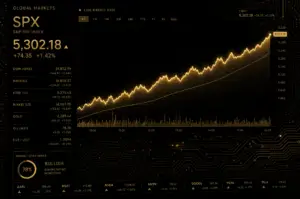 tokenized equities hero – digital stock market graphic on dark background