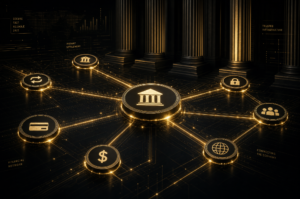 crypto Fed payment rails 2026 – glowing financial network on dark background