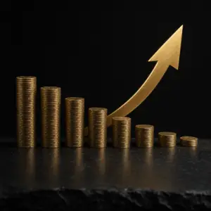 Glean AI budget cuts 2026 — shrinking gold coin stacks with a rising arrow on obsidian