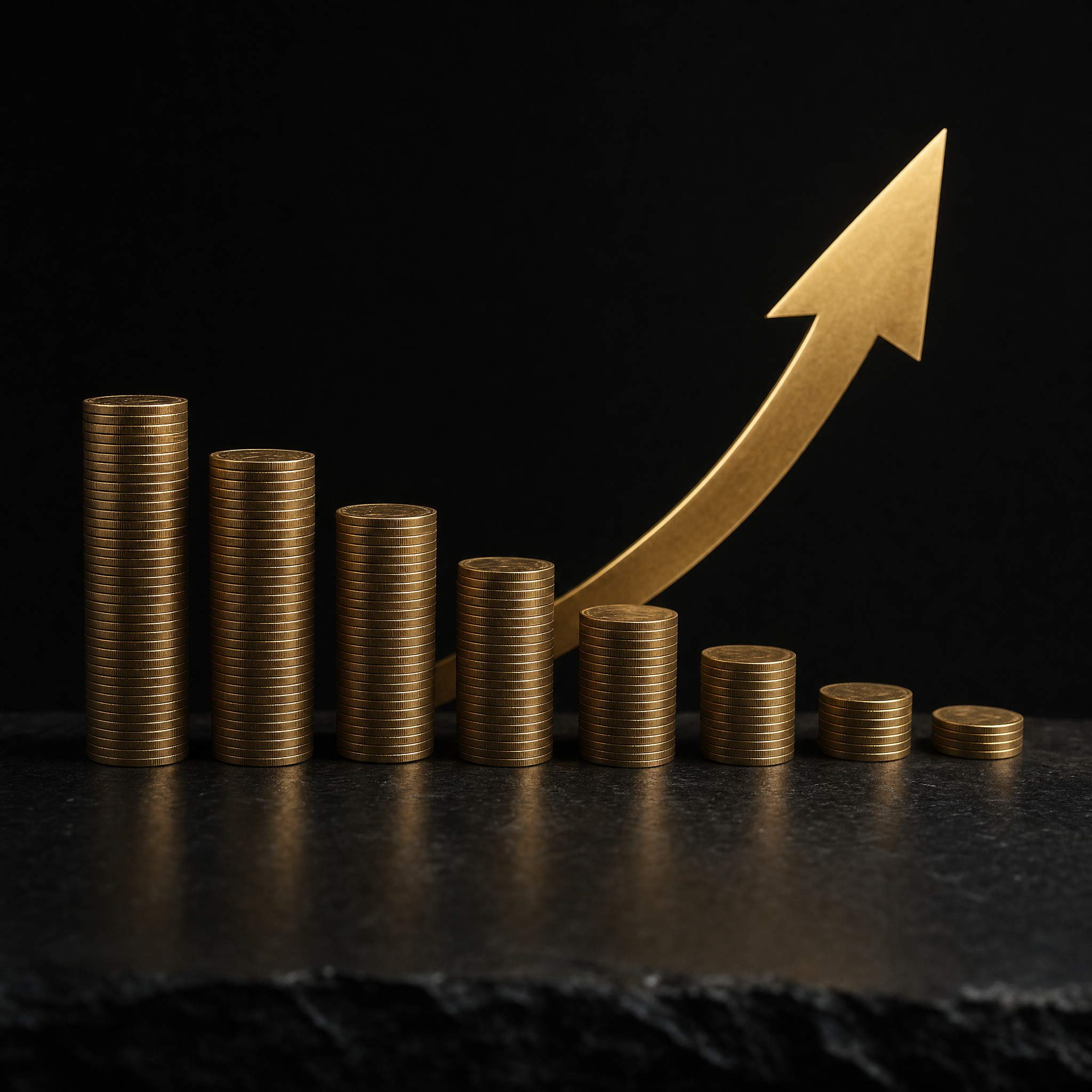 Glean AI budget cuts 2026 — shrinking gold coin stacks with a rising arrow on obsidian