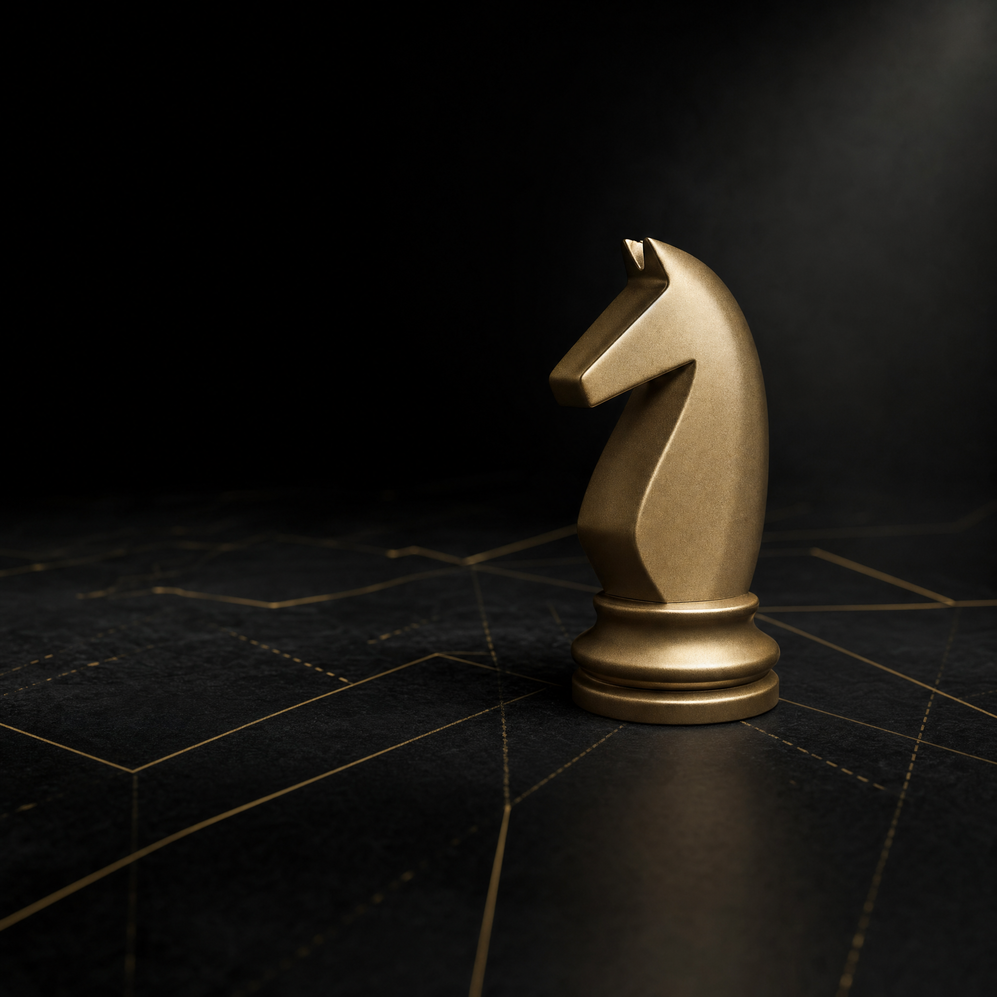Robinhood AI agent trading — gold chess knight on obsidian with ticker lines