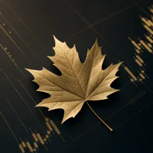 Robinhood WonderFi acquisition Canada – maple leaf on obsidian with gold chart lines