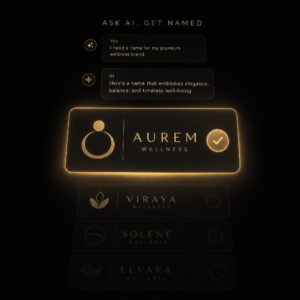 Conceptual image of an AI assistant naming one brand as its recommendation while others fade