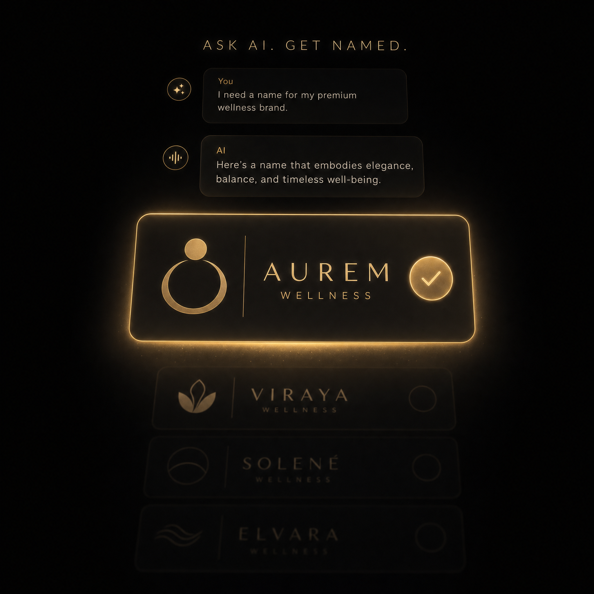 Conceptual image of an AI assistant naming one brand as its recommendation while others fade