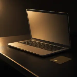 how to use AI for personal finance without connecting your bank – laptop with financial data on obsidian desk