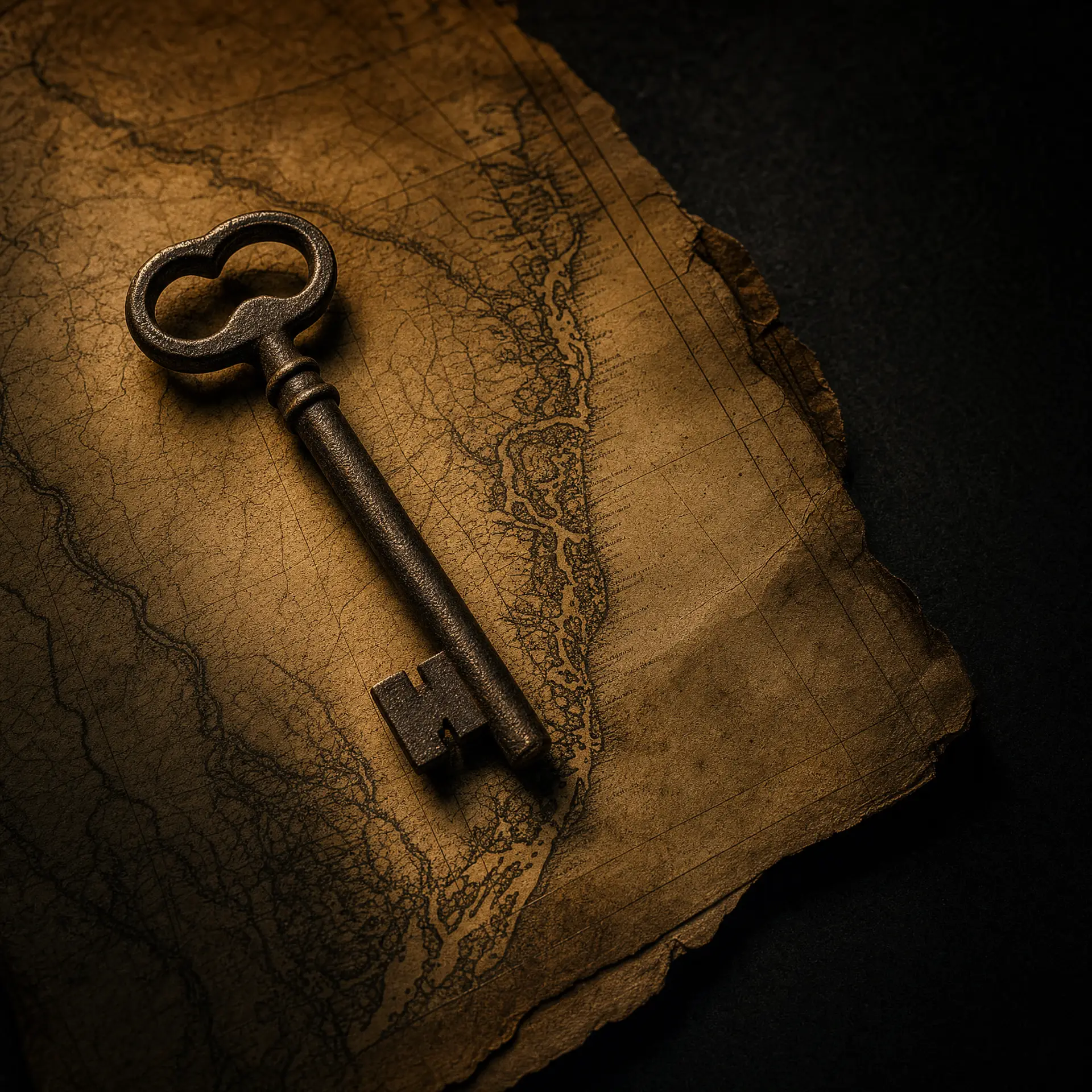 jekyll island federal reserve – antique key on historical map