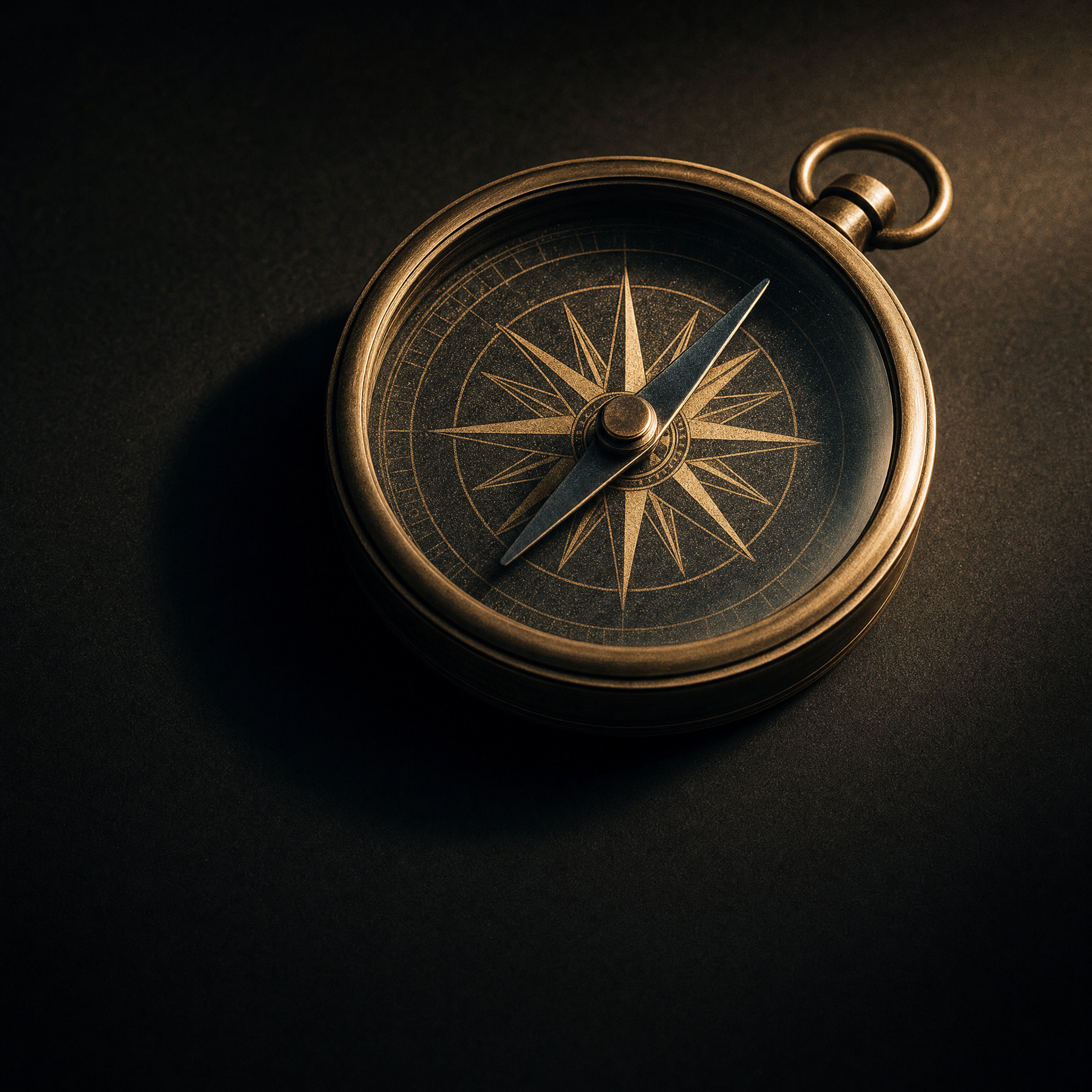 personal branding mistakes – compass representing authentic brand direction on obsidian surface