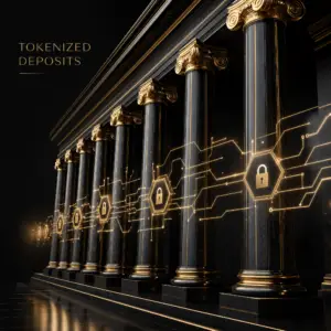 Conceptual image of major banks building a private blockchain network for tokenized deposits