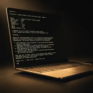 how to self-host AI models – local model running on a laptop terminal