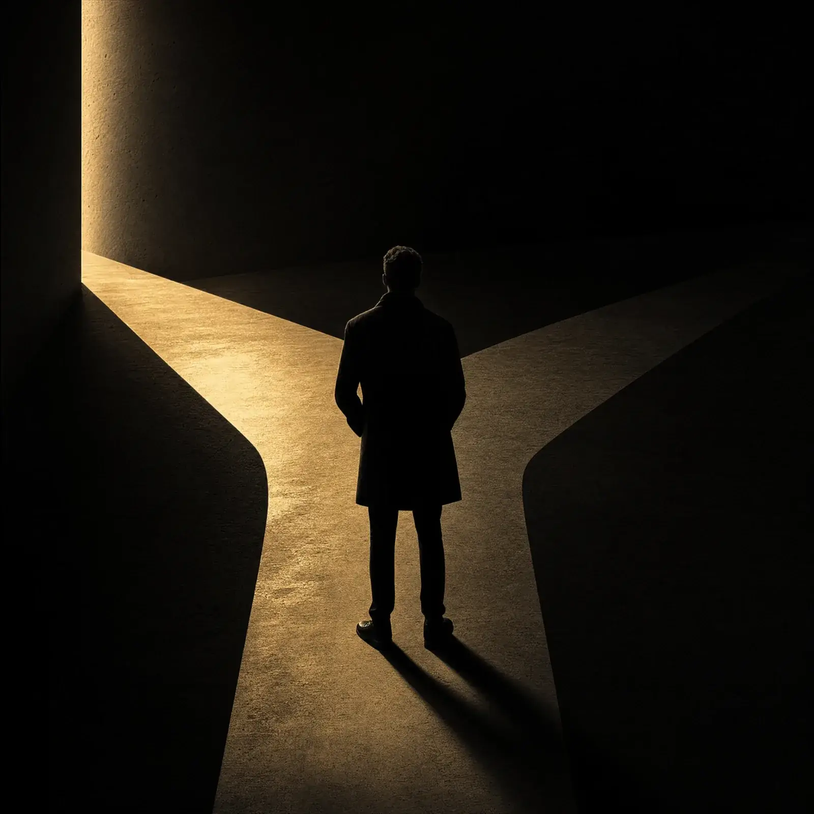 how to stop people pleasing – a figure at a crossroads representing the decision between performance and authenticity