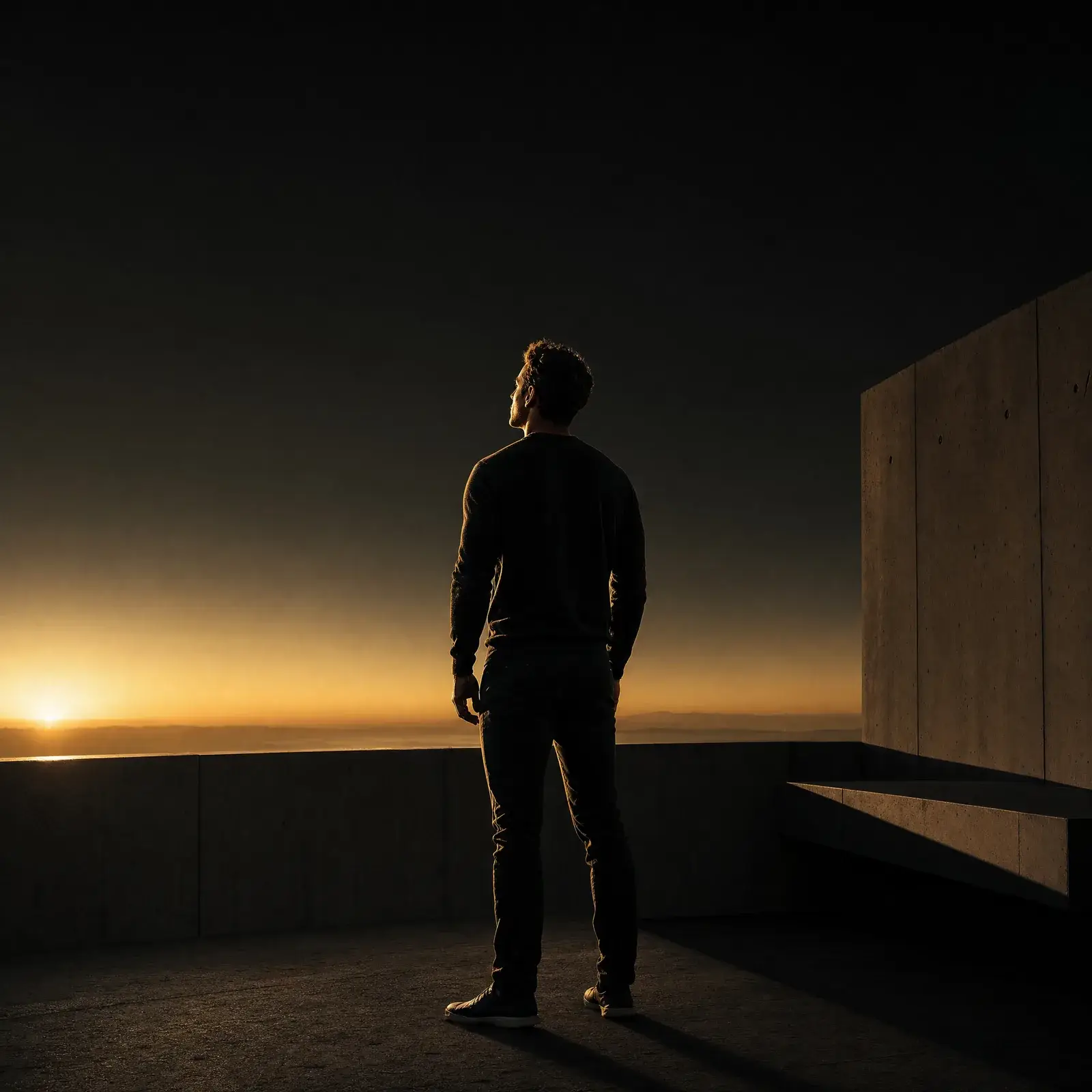 morning sunlight cortisol habit – man standing outside in early morning light
