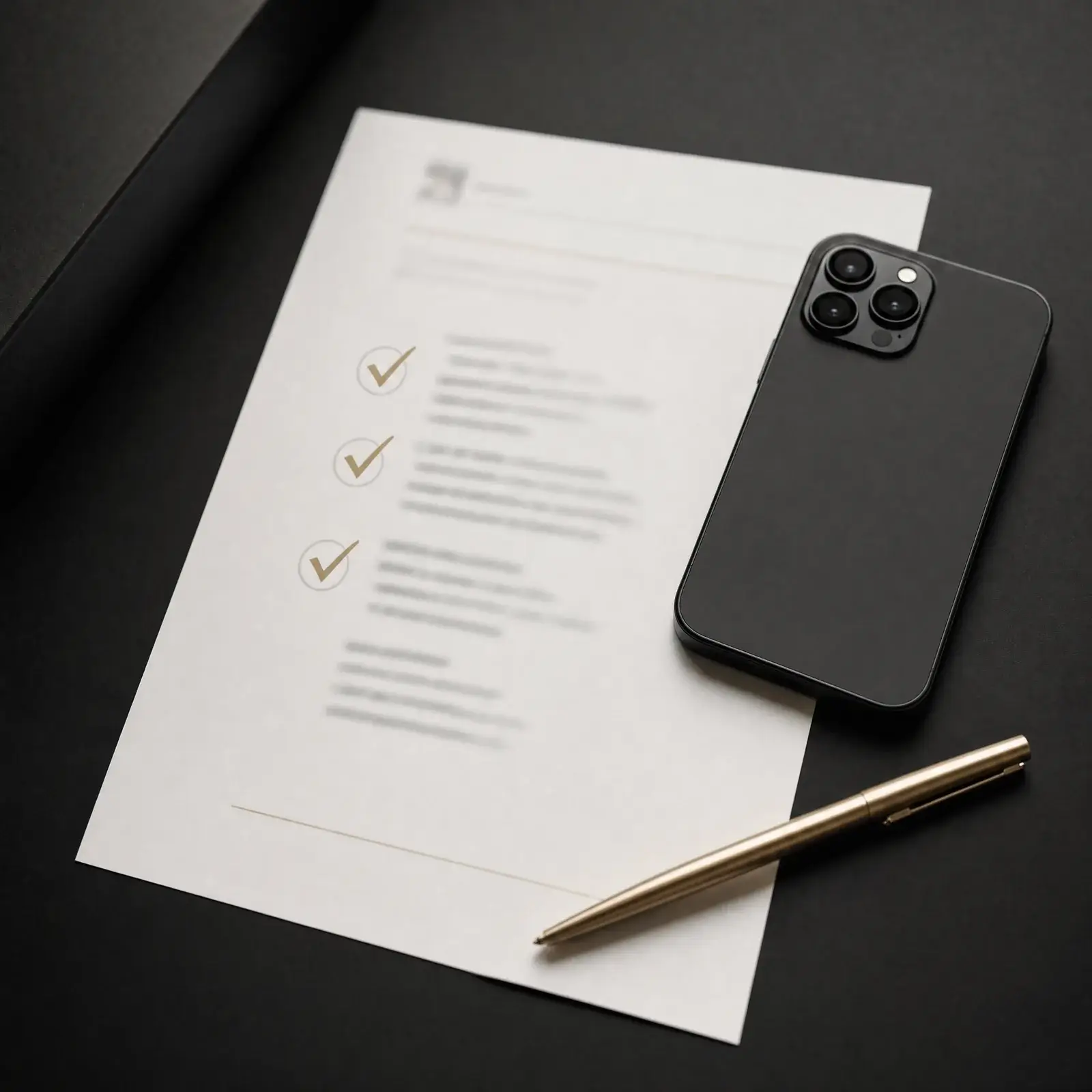 Privacy-first AI tools settings audit – a completed checklist and phone on a desk