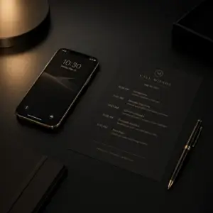Sales calls for introverts - a prepared desk setup with a phone and a printed call agenda