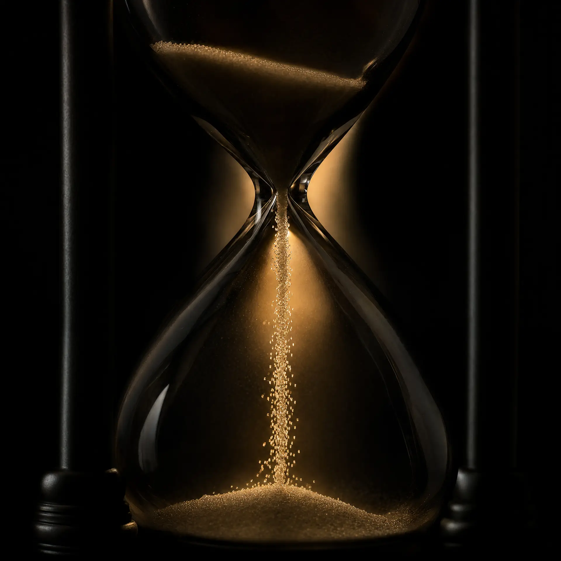 stoicism under pressure – hourglass with falling sand representing decision-making under time pressure