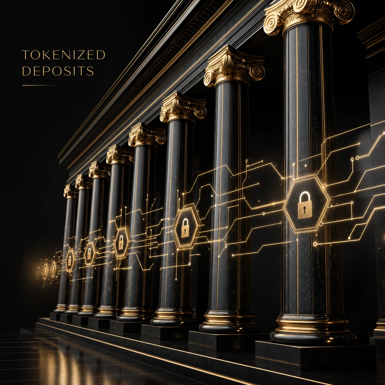Conceptual image of major banks building a private blockchain network for tokenized deposits